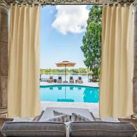 Beige Toile Outdoor Thermal Blackout Curtain - 50 In. W X 120 In. L (Option: 50x120inch)